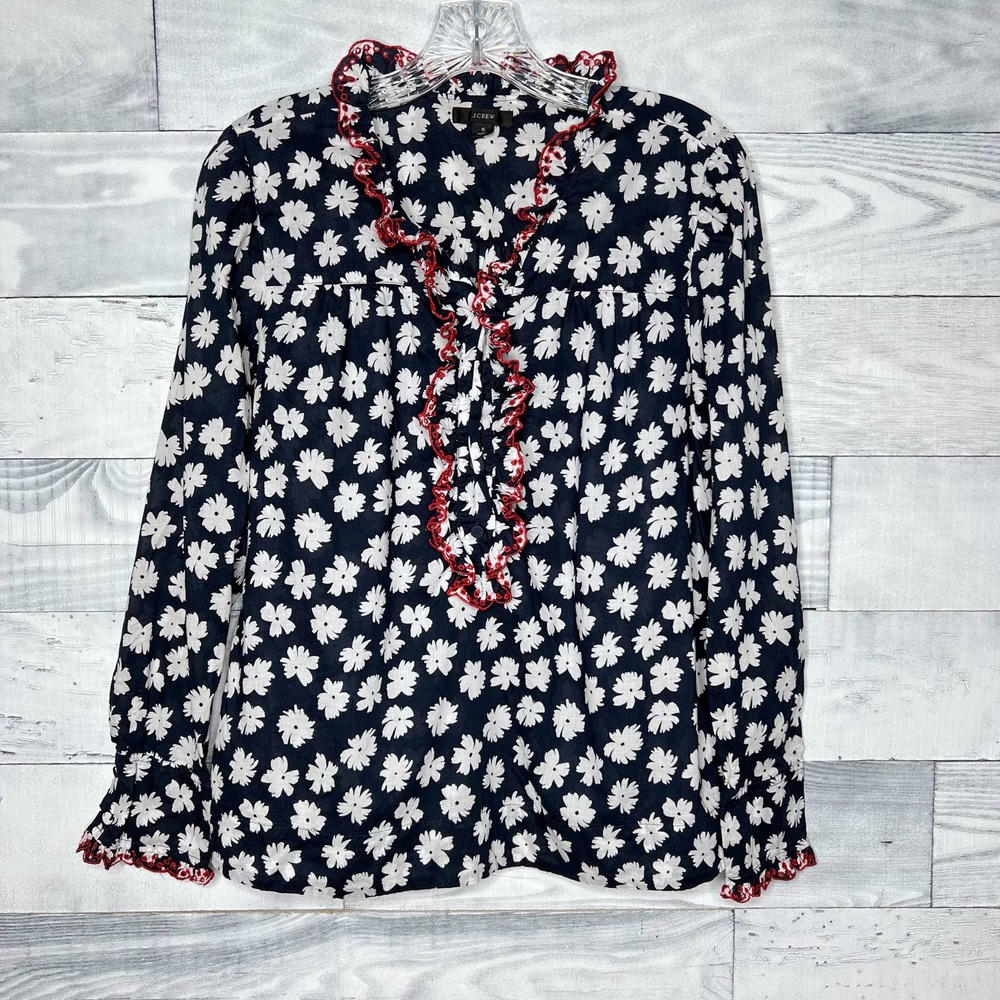 🍉 J. Crew Embroidered Ruffle Blouse